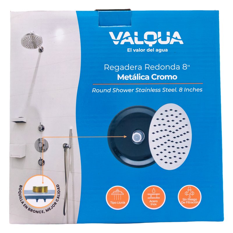 [VQAR007] Ducha redonda 8" metalica cromo