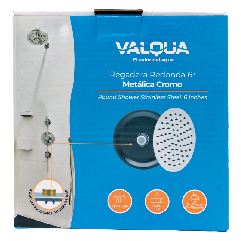 [VQAR005] Ducha redonda 6" metalica cromo