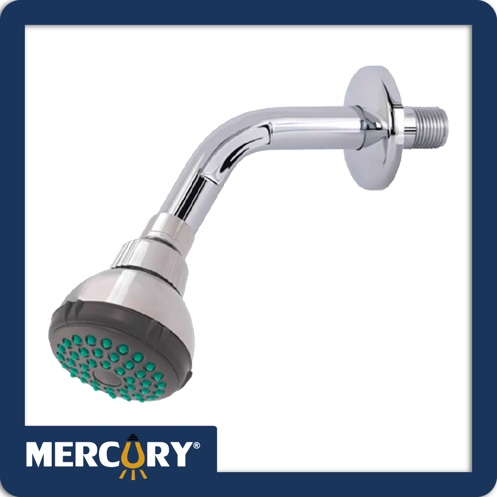 [VQAR016] Regadera redonda 3" plastica cromo + brazo corto