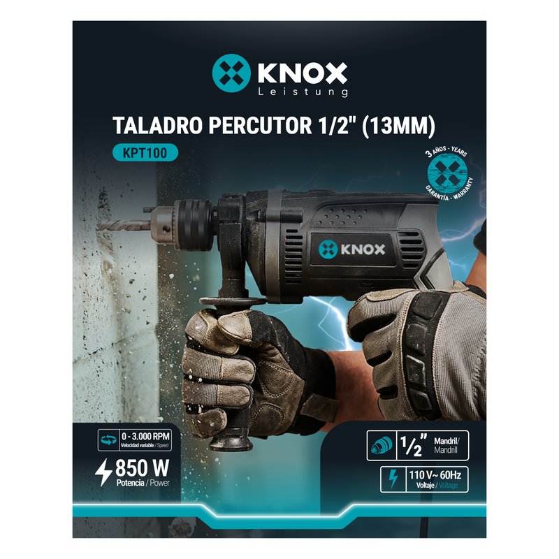 Taladro percutor 1/2" 13mm 110v 850w 3100rpm