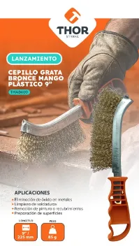 [THAB600] Cepillo grata bronce mango plastico 9" thor