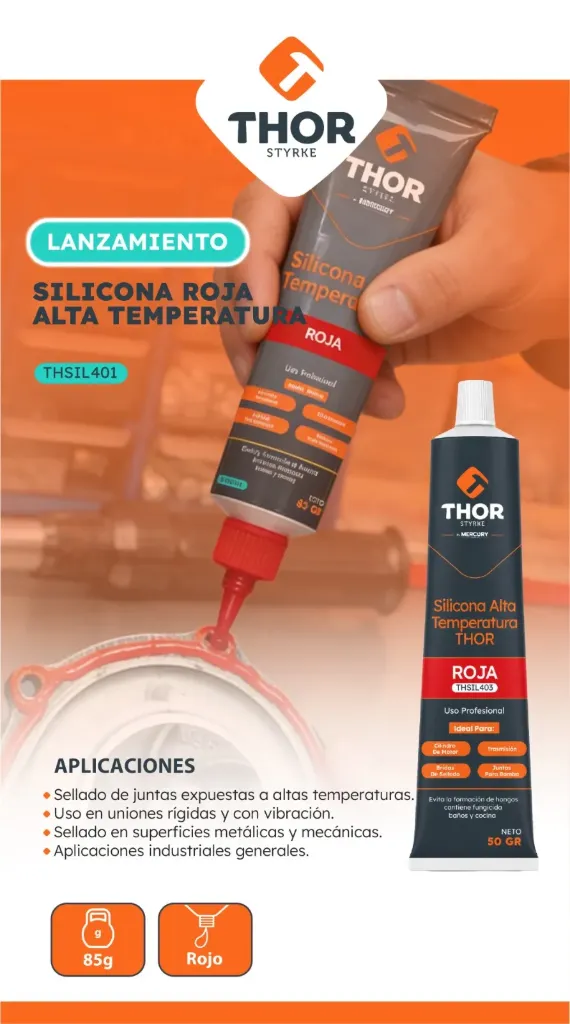 [THSIL401] Silicona roja alta temperatura 85gr blister