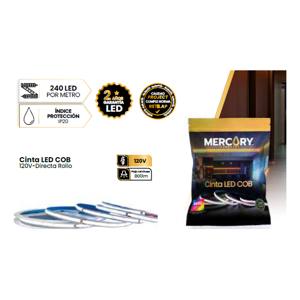 Cinta led cob ip20 240ld/m 120vac 4000k 10m/rollo c/adh 10cm/corte