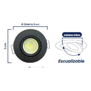 Bala led 3w negra/3000k