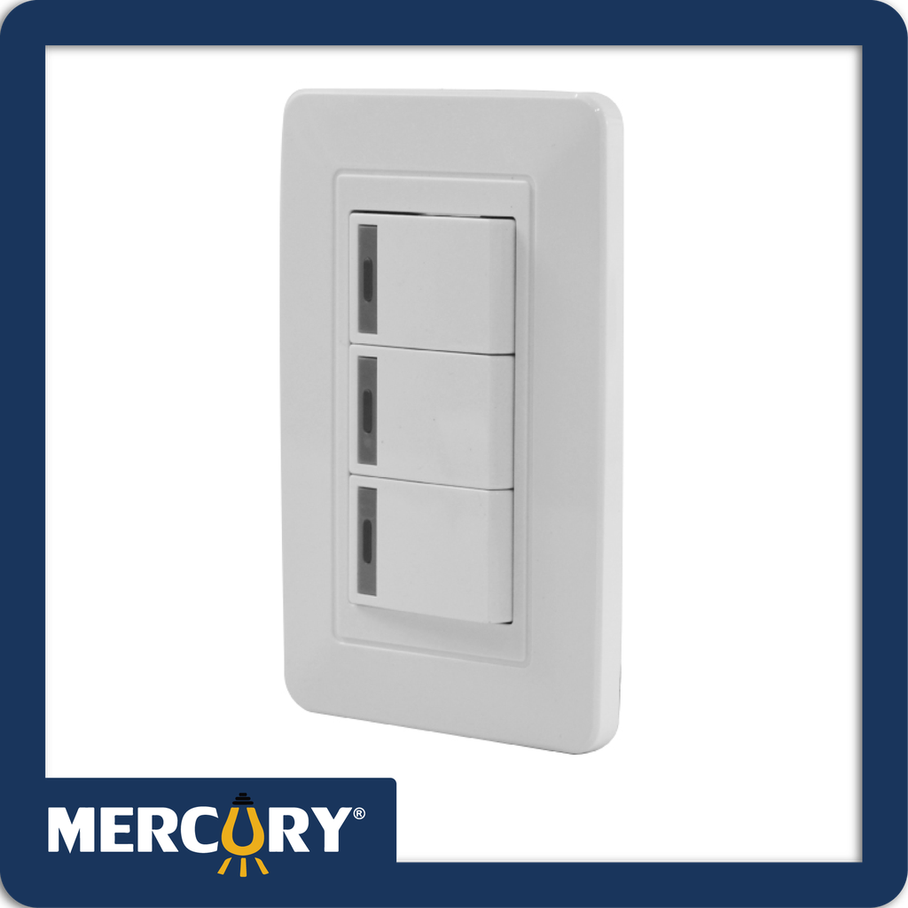 Interruptor triple conmutable mercury blanco 118z-03