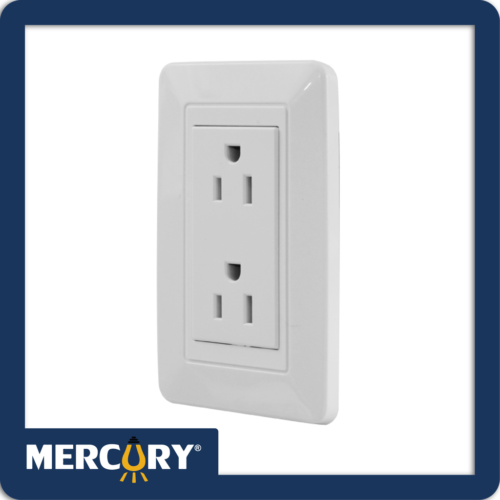 Toma doble polo tierra mercury blanco 118z-06