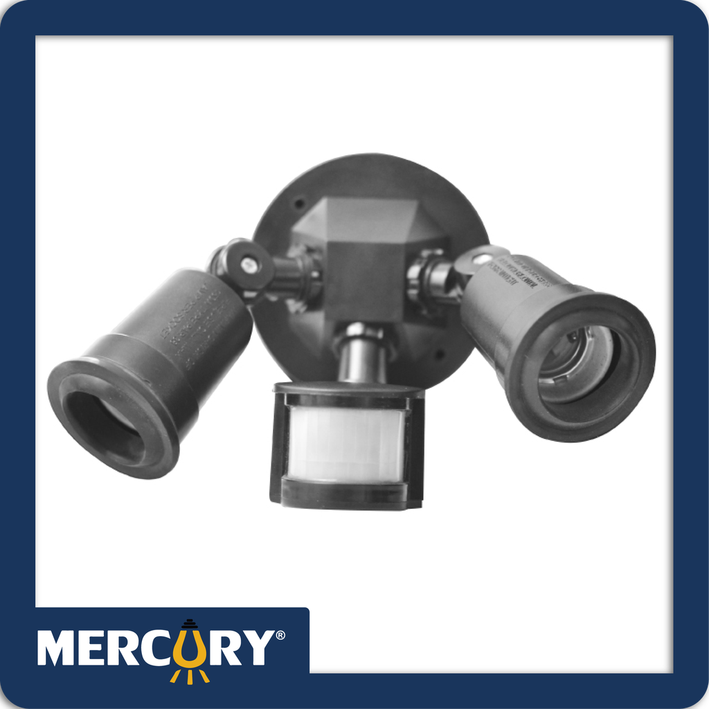 Sensor exterior negro para 2 bombillos 180 grados