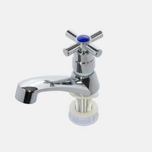 Llave sencilla lavamanos cruz plast cromo