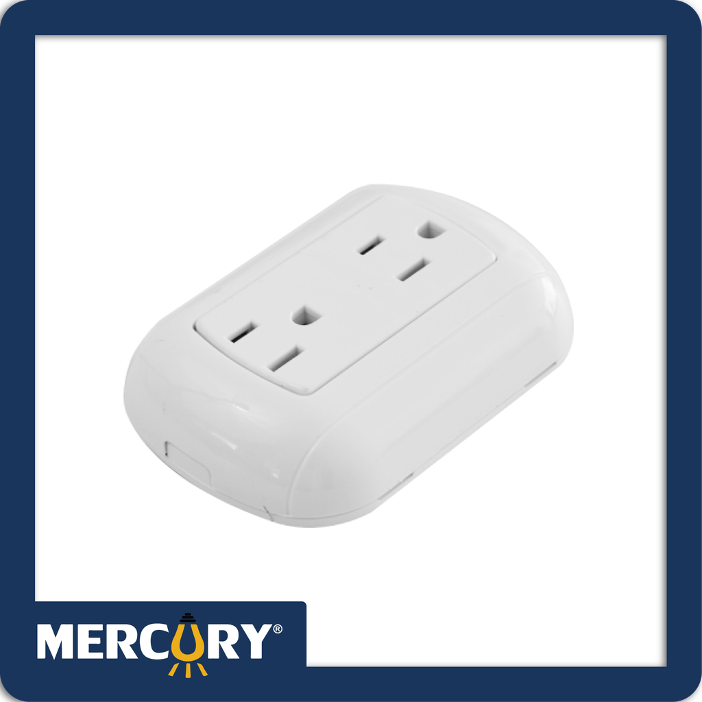 [ETI03] Toma doble polo tierra sobreponer blanca t-gladia mercury