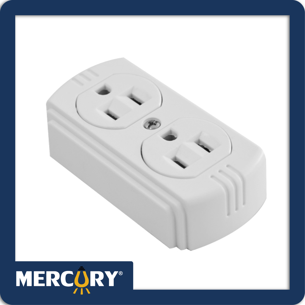 Toma doble polo tierra sobreponer blanca t- leviton mercury