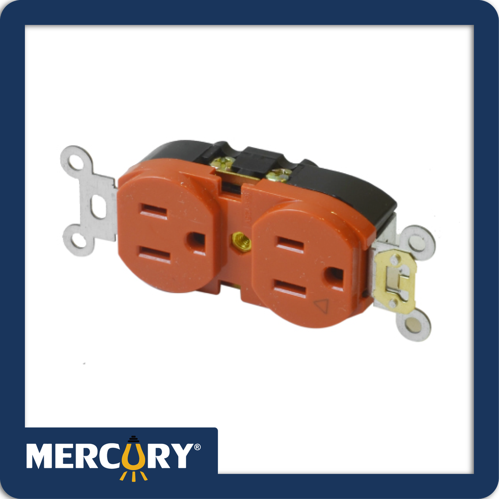 Toma doble naranja hospitalaria regulada mercury 15a