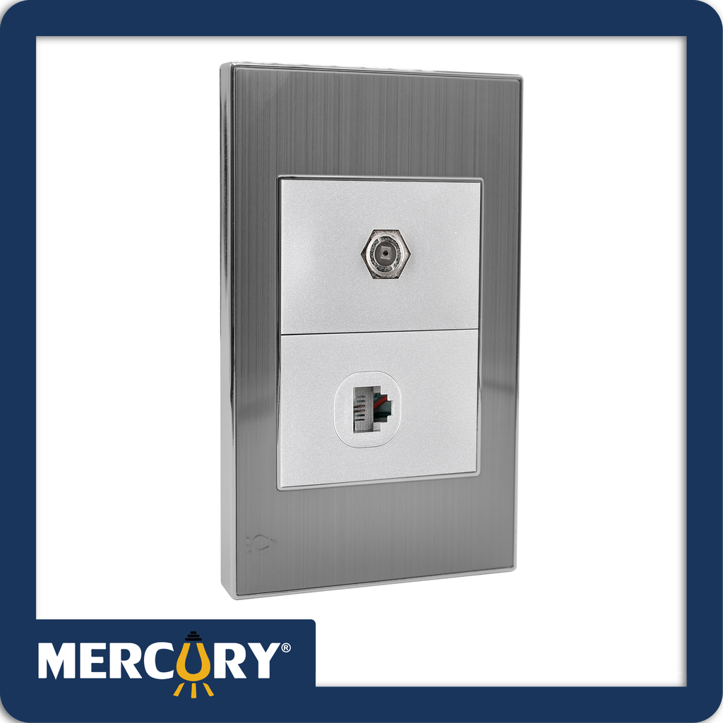 [ETI51] Toma coaxial + telefono mercury stainless