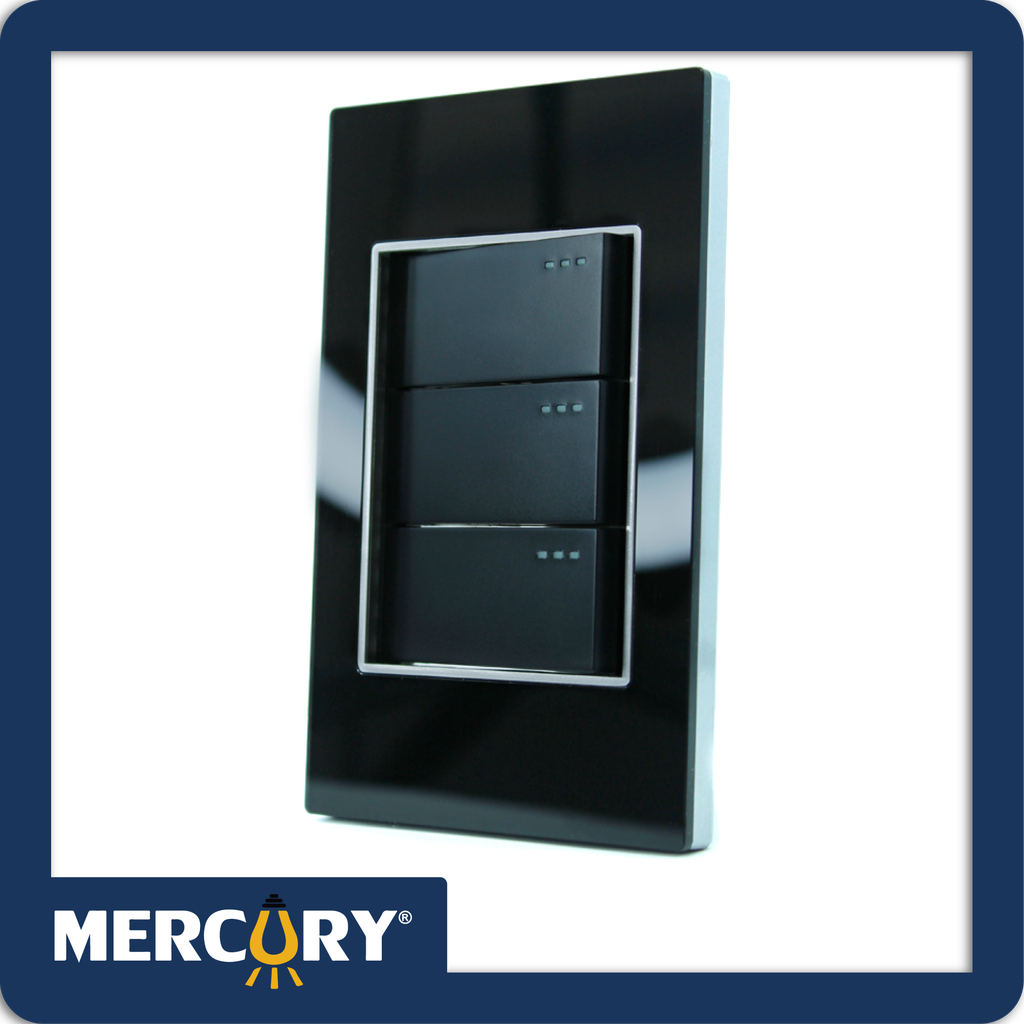 [ETI54] Interruptor triple conmutable mercury black mirror