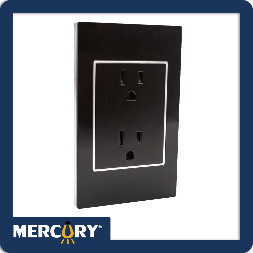 [ETI55] Toma doble polo tierra mercury black mirror