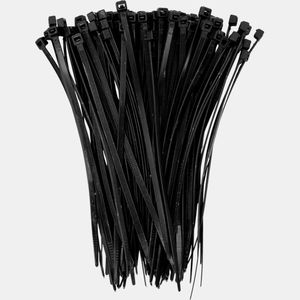 Amarre plastico negro 10cm x 2.5mm bolsa x 100und thor