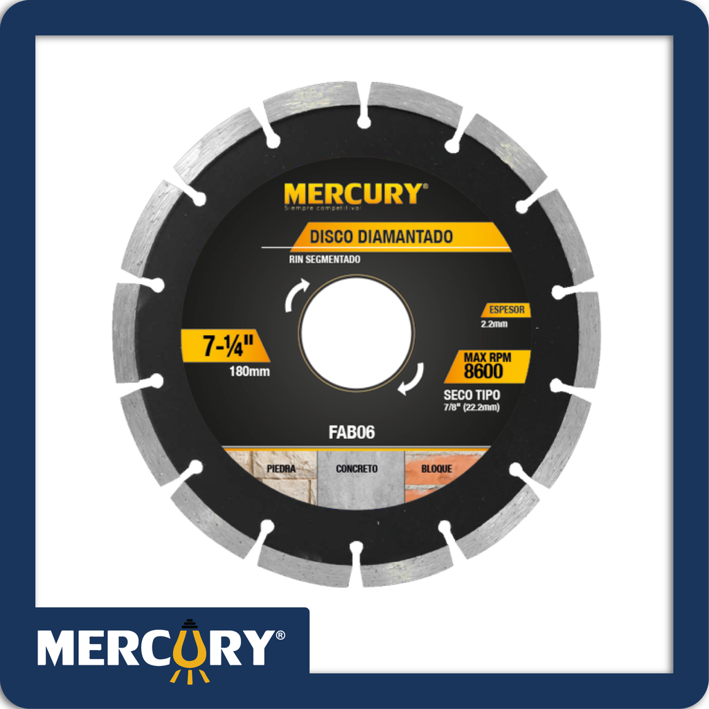 Disco diamantado mercury segmentado 7 1/4 7mm