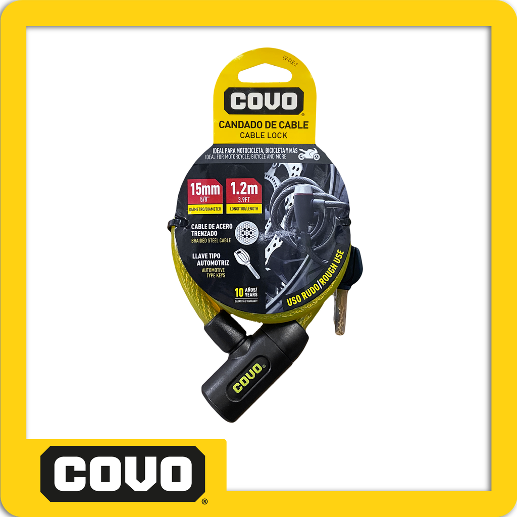 [CV-CLK-2] Candado de cable 15mmx1.2m uso rudo pza